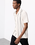 Cotton Rich Striped Revere Polo Shirt