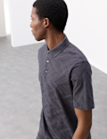 Pure Cotton Geometric Print Polo Shirt