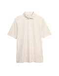 Pure Cotton Geometric Print Polo Shirt