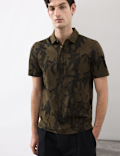 Pure Cotton Floral Print Polo Shirt