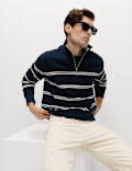 Pure Cotton Striped Half Zip Sweatshirt