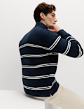 Pure Cotton Striped Half Zip Sweatshirt