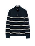 Pure Cotton Striped Half Zip Sweatshirt