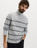 Pure Cotton Striped Half Zip Sweatshirt