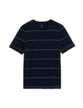 Pure Cotton Double Knit Striped T-Shirt