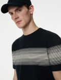 Pure Cotton Striped Crew Neck T-Shirt