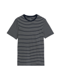 Pure Cotton Striped Crew Neck T-Shirt