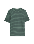 Pure Cotton Striped Crew Neck T-Shirt