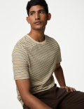 Pure Cotton Striped Crew Neck T-Shirt
