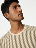 Pure Cotton Striped Crew Neck T-Shirt