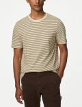 Pure Cotton Striped Crew Neck T-Shirt