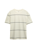 Pure Cotton Striped Relaxed Crew Neck T-Shirt