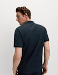 Cotton Rich Jacquard Zip Up Polo Shirt