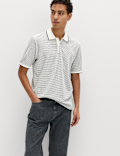Pure Cotton Striped Polo Shirt
