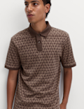 Pure Cotton Geometric Print Polo