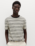 Relaxed Fit Cotton Rich Textured Striped T-Shirt