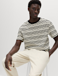 Relaxed Fit Cotton Rich Textured Striped T-Shirt
