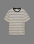 Relaxed Fit Cotton Rich Textured Striped T-Shirt
