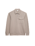 Cotton Blend Pique Half Zip Top