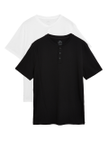 2 Pack Pure Cotton Henley T-Shirts