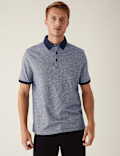 Pure Cotton Dot Print Polo Shirt