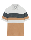 Pure Cotton Double Knit Striped Polo Shirt