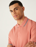 Pure Cotton Pique Tipped Polo Shirt
