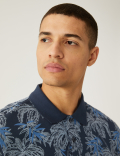 Pure Cotton Palm Print Polo Shirt