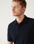 Pure Cotton Geometric Polo Shirt