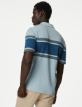 Pure Cotton Striped Double Knit Polo Shirt