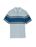 Pure Cotton Striped Double Knit Polo Shirt