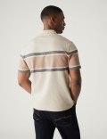 Pure Cotton Striped Double Knit Polo Shirt