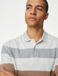 Pure Cotton Double Knit Striped Polo Shirt