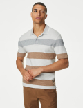 Pure Cotton Double Knit Striped Polo Shirt