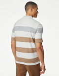 Pure Cotton Double Knit Striped Polo Shirt