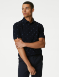 Pure Cotton Geometric Print Polo Shirt