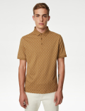 Pure Cotton Geometric Print Polo Shirt