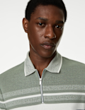 Pure Cotton Double Knit Striped Polo Shirt