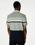 Pure Cotton Double Knit Striped Polo Shirt