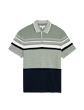 Pure Cotton Double Knit Striped Polo Shirt