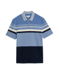 Pure Cotton Double Knit Striped Polo Shirt