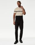 Pure Cotton Double Knit Striped Polo Shirt