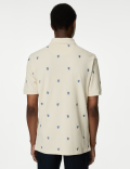 Pure Cotton Embroidered Leaf Polo Shirt