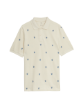 Pure Cotton Embroidered Leaf Polo Shirt
