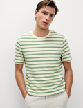 Cotton Rich Striped Textured T-Shirt