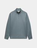 Pure Cotton Textured Striped Half Zip Jacket