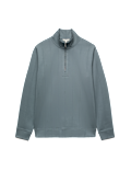 Pure Cotton Textured Striped Half Zip Jacket