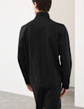 Pure Cotton Textured Striped Half Zip Jacket