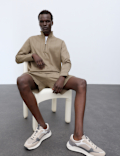 Pure Cotton Drop Needle Striped Half Zip Jacket