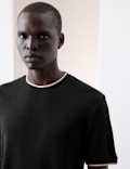 Linen Blend Crew Neck T-Shirt